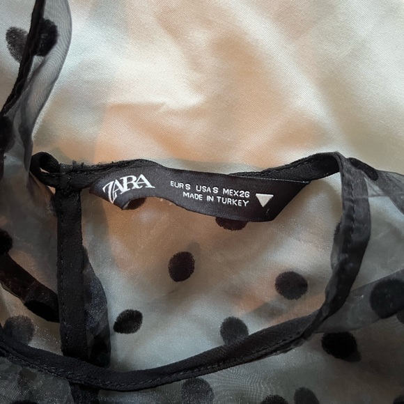 ZARA black polka dot crop top blouse S - Picture 6 of 6